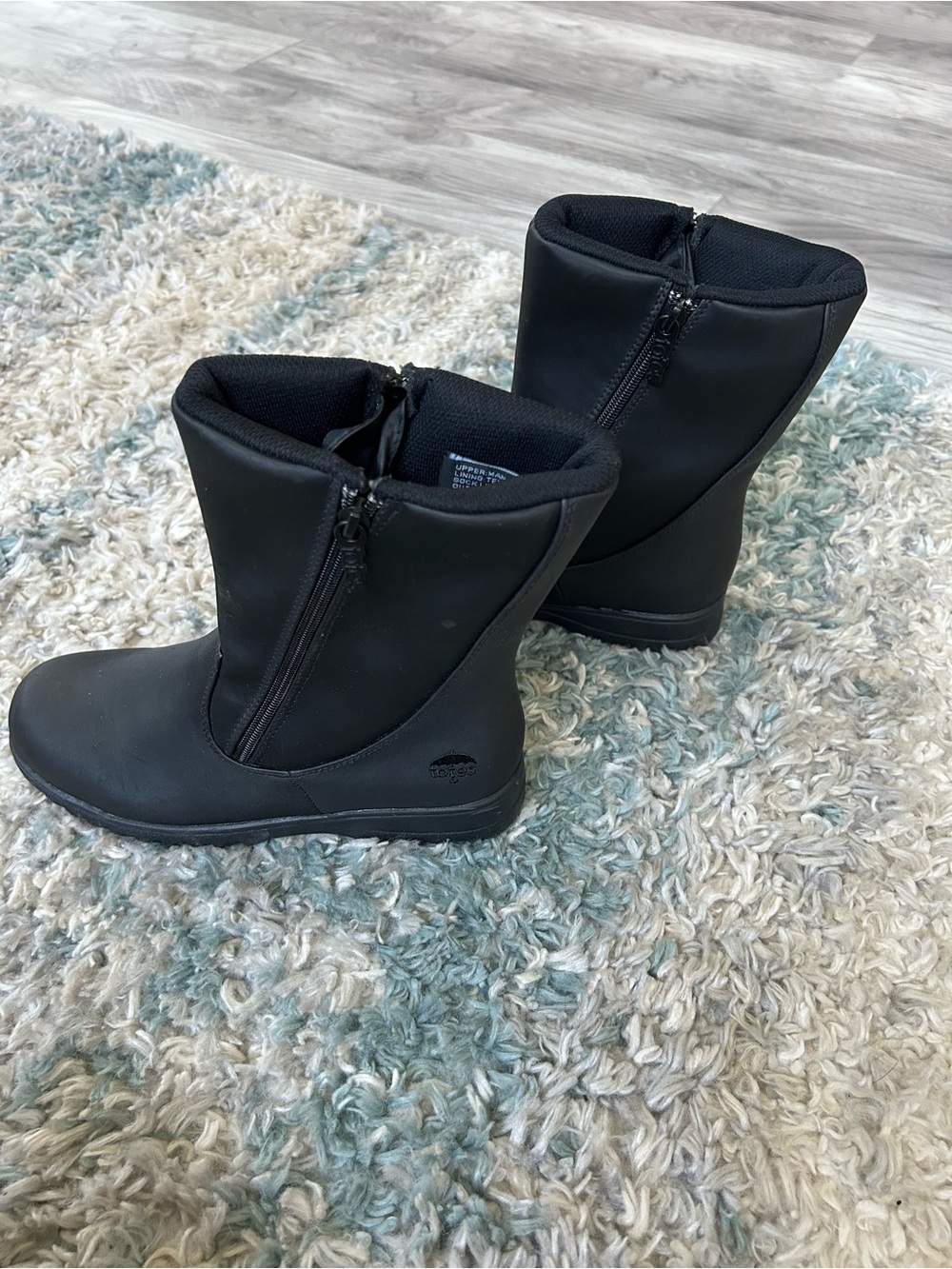 Totes Gina Waterproof Black Women's Insulated Rain Boots with Side Zippers